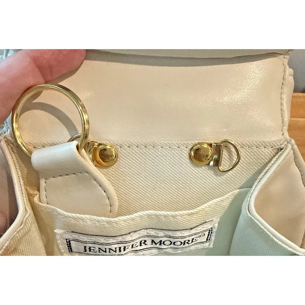Vtg Jennifer Moore Ivory Structured Top Handle Handbag Y2K Coquette Preppy Lux